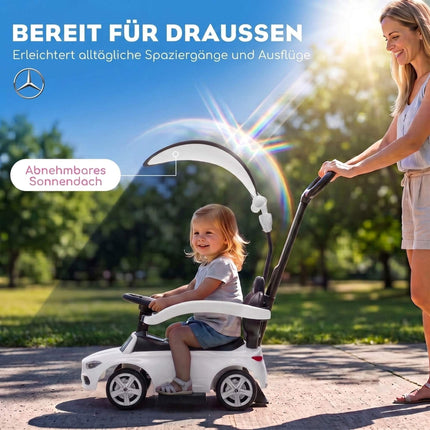 3-in-1 Kids Ride-On Car with Push Handle, White