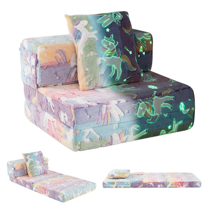 3-in-1 Kids Sofa Bed, Glow-in-the-Dark, Washable Cover