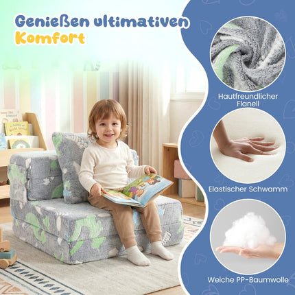 3-in-1 Kids Sofa, Glow-in-the-Dark, Washable Covers