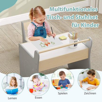 3-in-1 Kids Table Set with Reversible Top & Storage