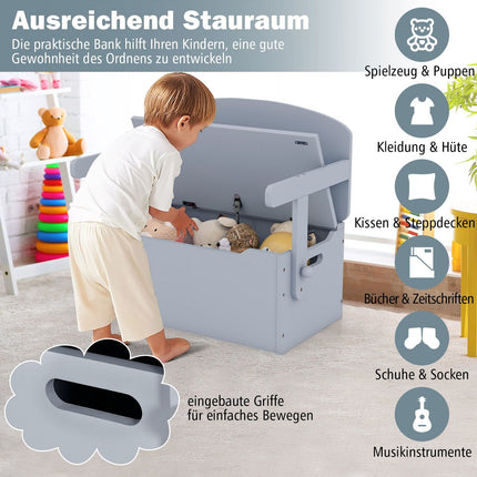 3-in-1 Kids Table Set with Storage, Wood, Gray
