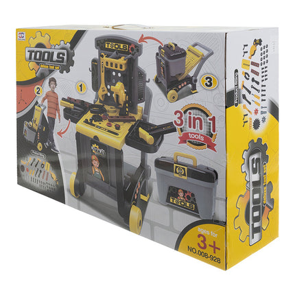 3-in-1 Kids Toy Workshop Set, 59-Piece Tool Kit