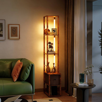 3-in-1 LED Floor Lamp with Shelves and Foot Switch