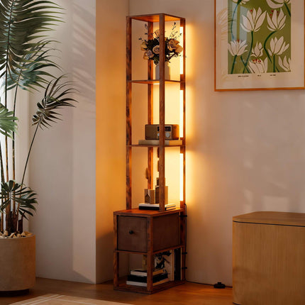 3-in-1 LED Floor Lamp with Shelves and Foot Switch