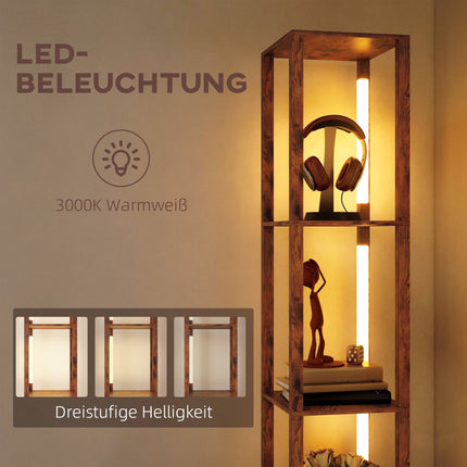3-in-1 LED Floor Lamp with Shelves and Foot Switch