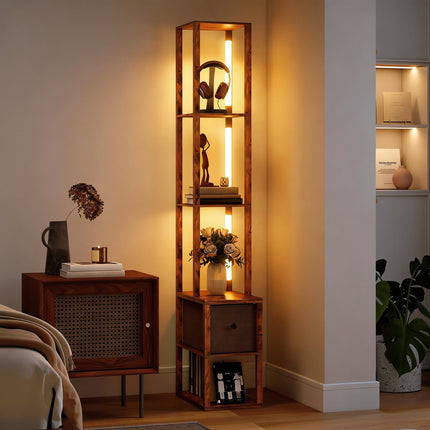 3-in-1 LED Floor Lamp with Shelves and Foot Switch
