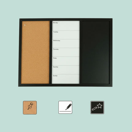 3-in-1 Memo Board with Cork, Whiteboard, Planner