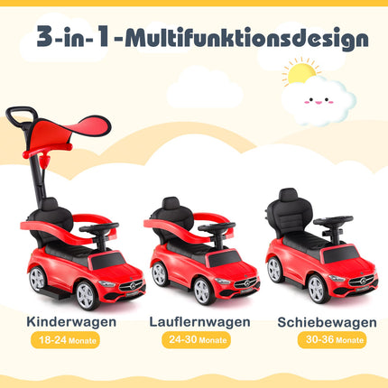 3-in-1 Mercedes-Benz Ride-On Car for Kids, Red, 18-36 Months
