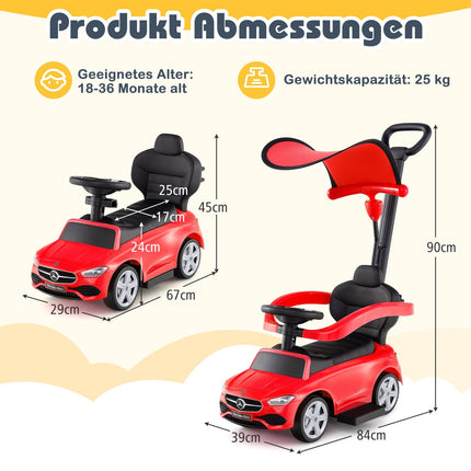 3-in-1 Mercedes-Benz Ride-On Car for Kids, Red, 18-36 Months