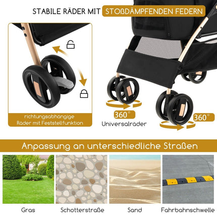 3-in-1 Pet Stroller, Foldable, Up to 15 kg, Black