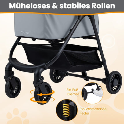 3-in-1 Pet Stroller with Detachable Carrier, Grey