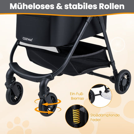 3-in-1 Pet Stroller with Removable Carrier & Adjustable Canopy