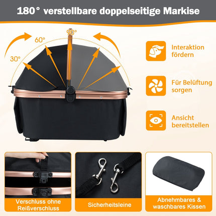 3-in-1 Pet Stroller with Sunshade & Safety Leash