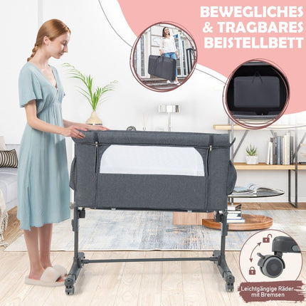 3-in-1 Portable Baby Crib with Adjustable Height & Mesh