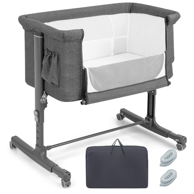 3-in-1 Portable Baby Crib with Adjustable Height & Mesh