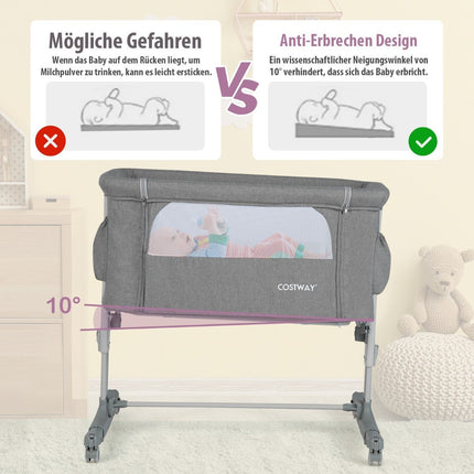 3-in-1 Portable Baby Crib with Adjustable Height & Mesh