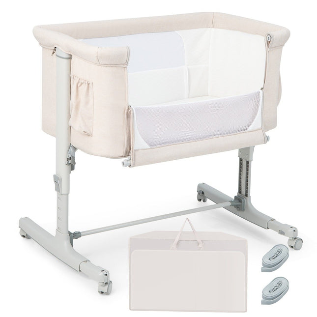 3-in-1 Portable Baby Crib with Adjustable Height & Mesh