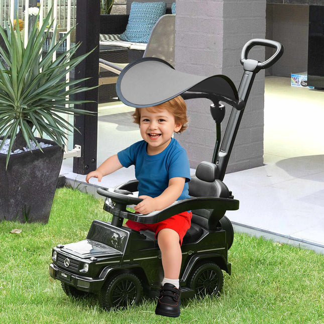 3-in-1 Ride-On Car with Handle, Black, Ages 18-36 Months