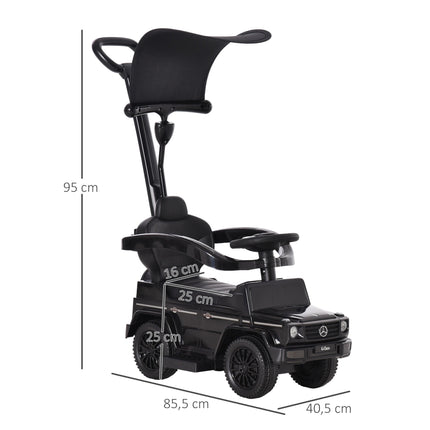 3-in-1 Ride-On Car with Handle, Black, Ages 18-36 Months