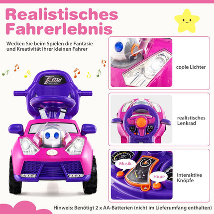 3-in-1 Ride-On Car with Push Handle and Storage, Pink