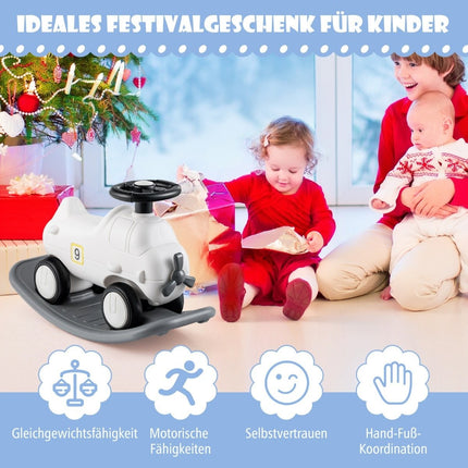 3 in 1 Rocking Horse Rocking Animal & Ride-On Car with Removable Balance Board White Airplane