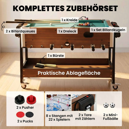 3-in-1 Rotating Game Table: Billiards, Air Hockey, Foosball