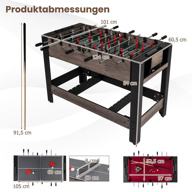 3-in-1 draaibare speltafel - tafelvoetbal, biljart, tafeltennis
