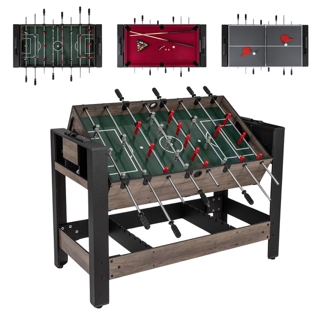 3-in-1 draaibare speltafel - tafelvoetbal, biljart, tafeltennis