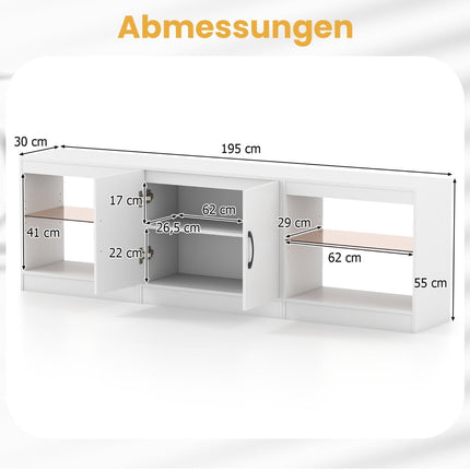 3-in-1 TV Stand with LED, Adjustable Shelves, 85" Max
