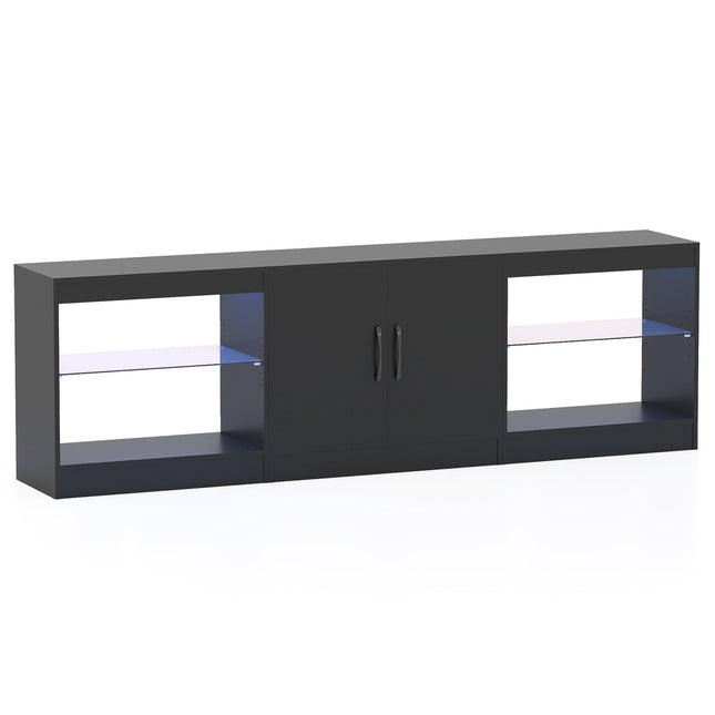 3-in-1 TV Stand with LED Lights for 85" TVs, Black