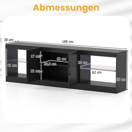 3-in-1 TV Stand with LED Lights for 85" TVs, Black