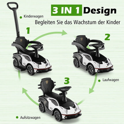 3-in-1 Toddler Ride-On Car with Push Handle & Storage