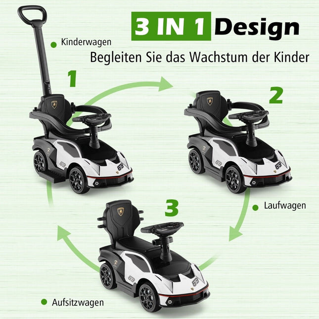 3-in-1 Toddler Ride-On Car with Push Handle & Storage