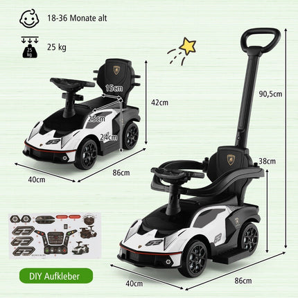 3-in-1 Toddler Ride-On Car with Push Handle & Storage