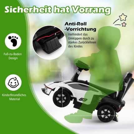 3-in-1 Toddler Ride-On Car with Push Handle & Storage