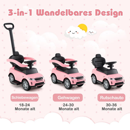 3-in-1 Toddler Ride-On Car with Removable Handle