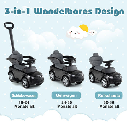 3-in-1 Toddler Ride-On Car with Removable Handle
