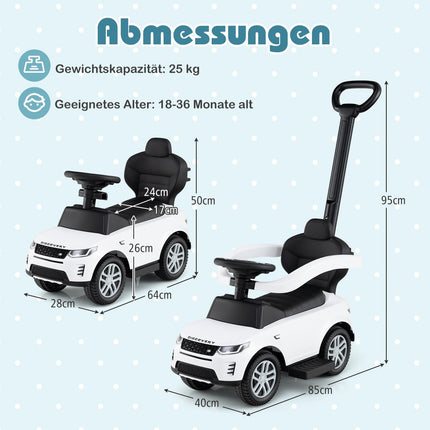 3-in-1 Toddler Ride-On Car with Removable Handle