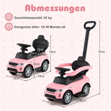 3-in-1 Toddler Ride-On Car with Removable Handle