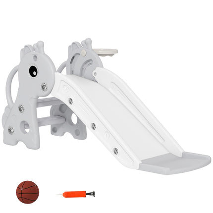 3-in-1 Toddler Slide with Basketball Hoop - Indoor, Grey