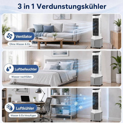 3-in-1 Tower Fan, Humidifier & Cooler with Remote Control
