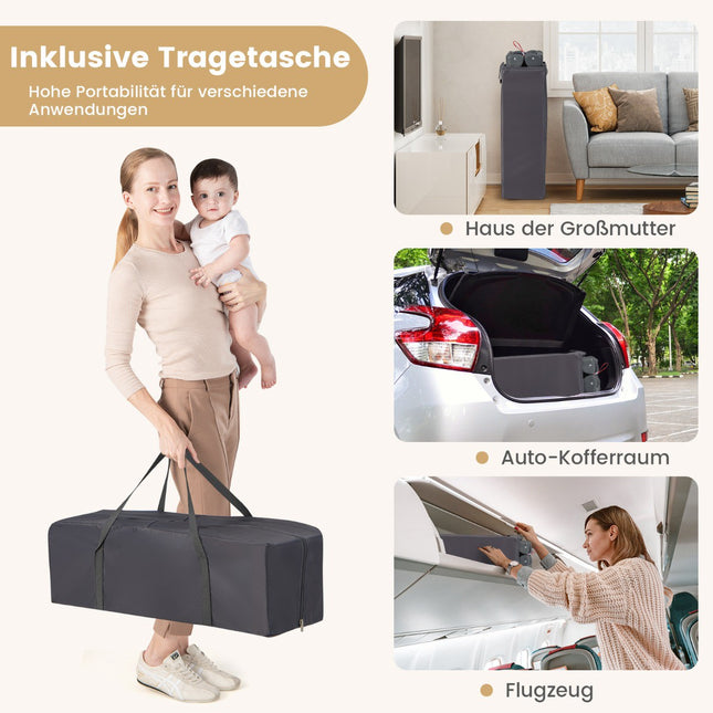 3-in-1 Travel Crib with Bassinet, Changer, Wheels – Dark Gray