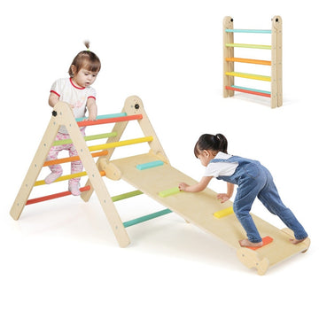 3 in 1 Triangular Climbing Toy Foldable & Height Adjustable Triangle Set for Toddlers Colorful