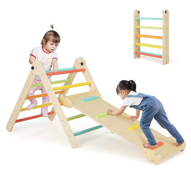3 in 1 Triangular Climbing Toy Foldable & Height Adjustable Triangle Set for Toddlers Colorful
