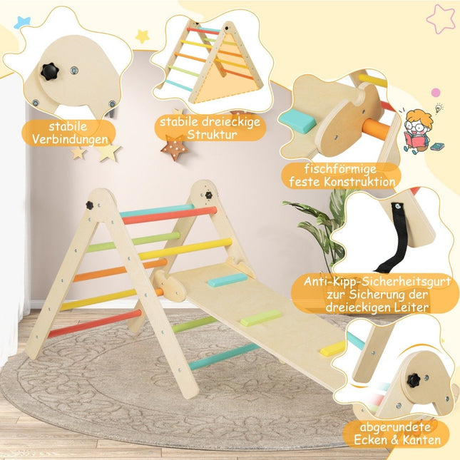 3 in 1 Triangular Climbing Toy Foldable & Height Adjustable Triangle Set for Toddlers Colorful