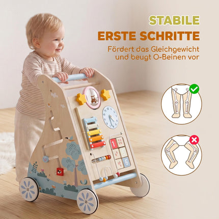 3-in-1 Wooden Baby Walker with Activity Board, Ages 1-3