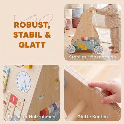3-in-1 Wooden Baby Walker with Activity Board, Ages 1-3