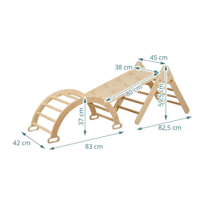 3-in-1 Wooden Climbing Frame with Slide and Arch