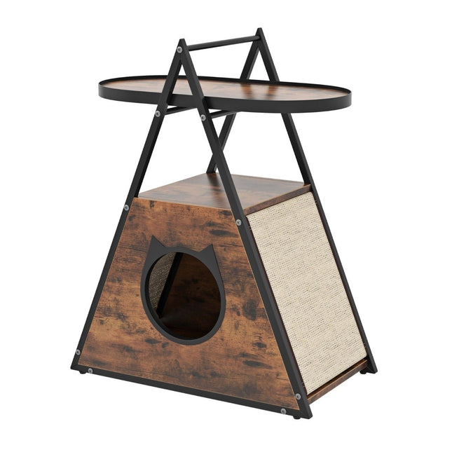 3 in 1 cat cabinet cat house & side table & bedside table with cat cave & scratching mats
