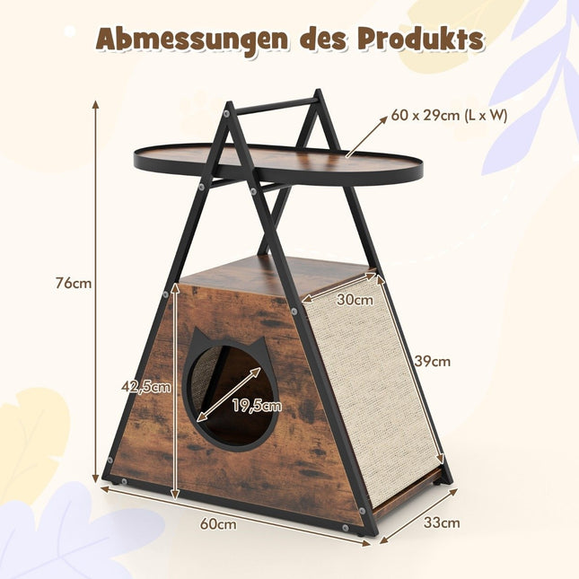 3 in 1 cat cabinet cat house & side table & bedside table with cat cave & scratching mats